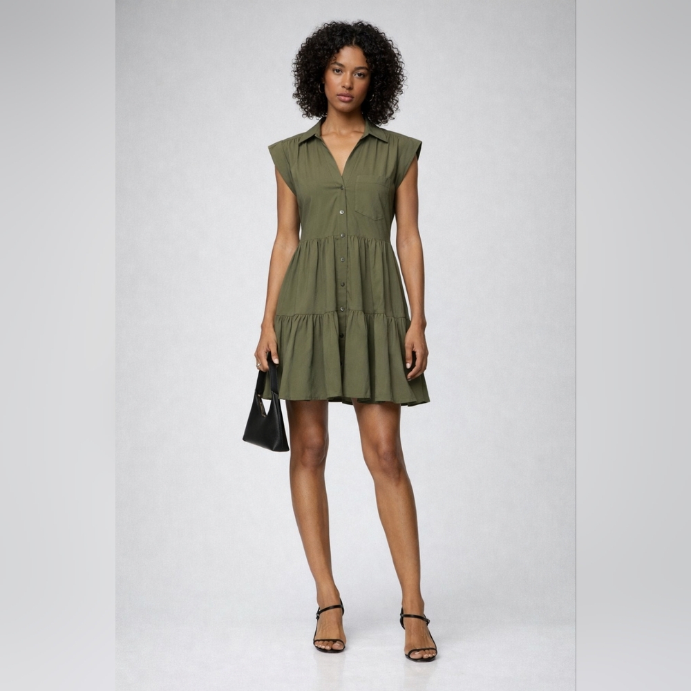 Veronica Beard Trisha Dress Stone Army Size M NWT
